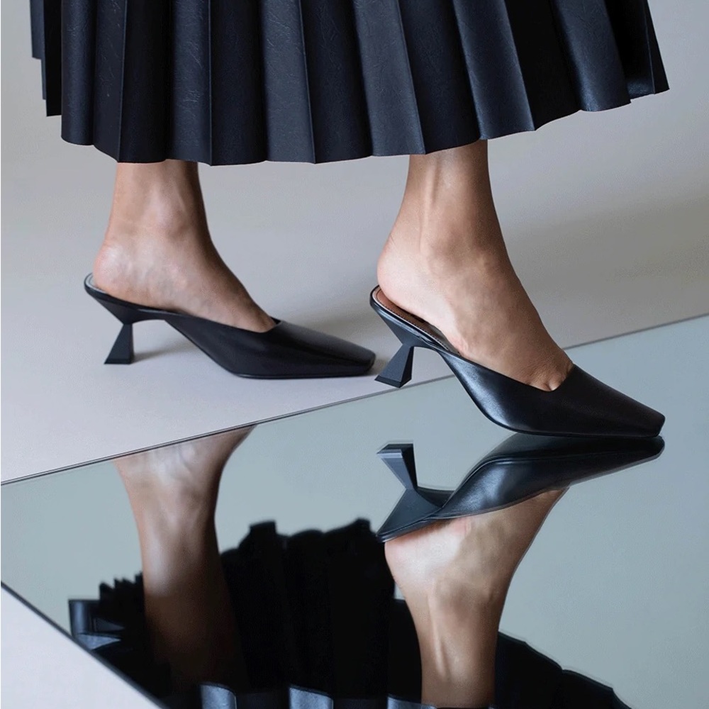 Givenchy Black Geometrical Heel Mules